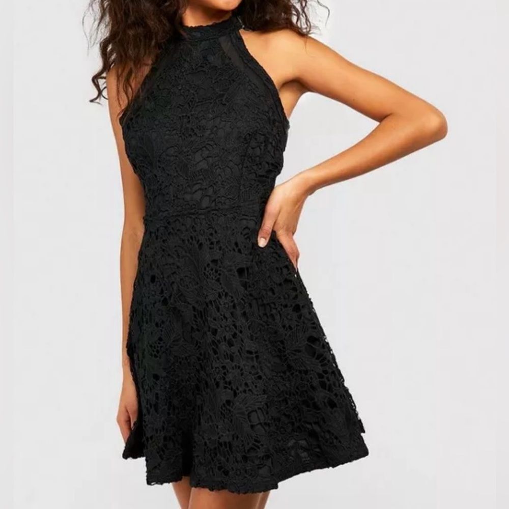 💙Streetwear Society Black Halter A-line Mini Dress